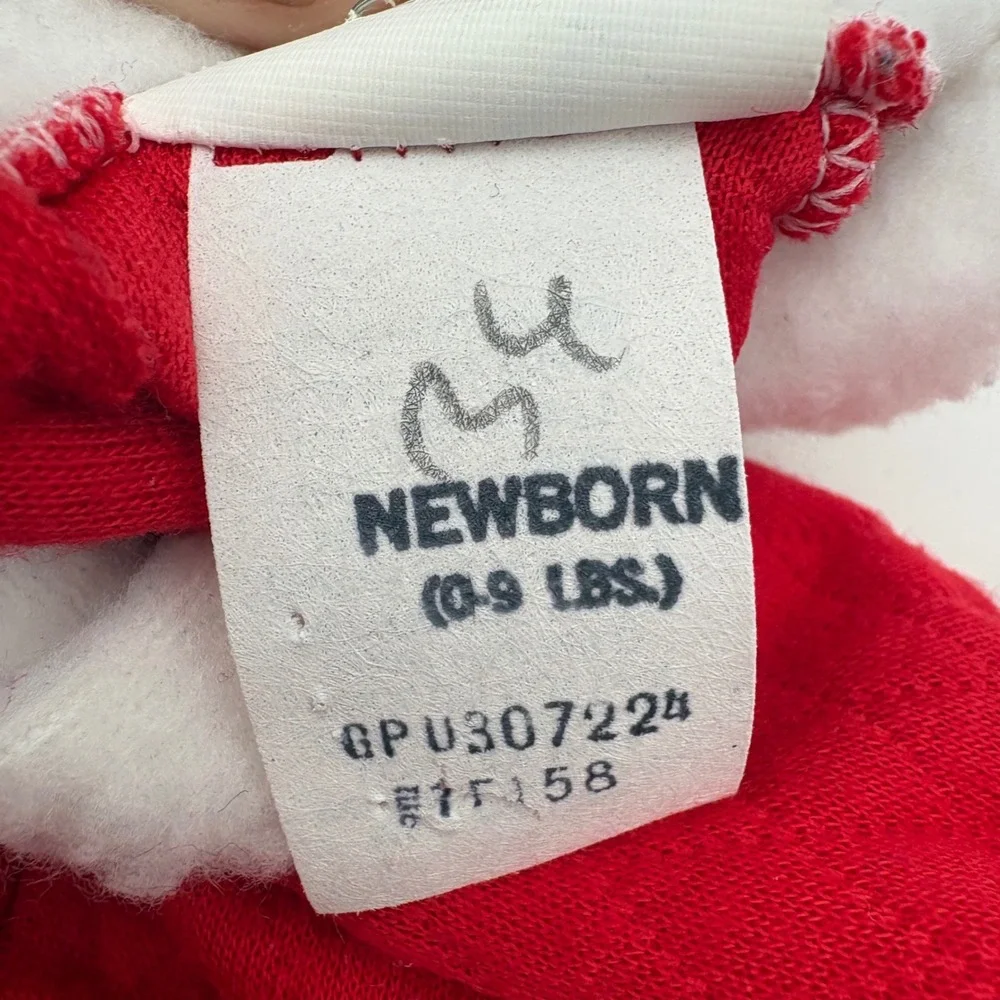 Lil Dreamer Newborn Santa Claus Quilted Footed Sleeper Red White Fur Trim 0-9lbs
